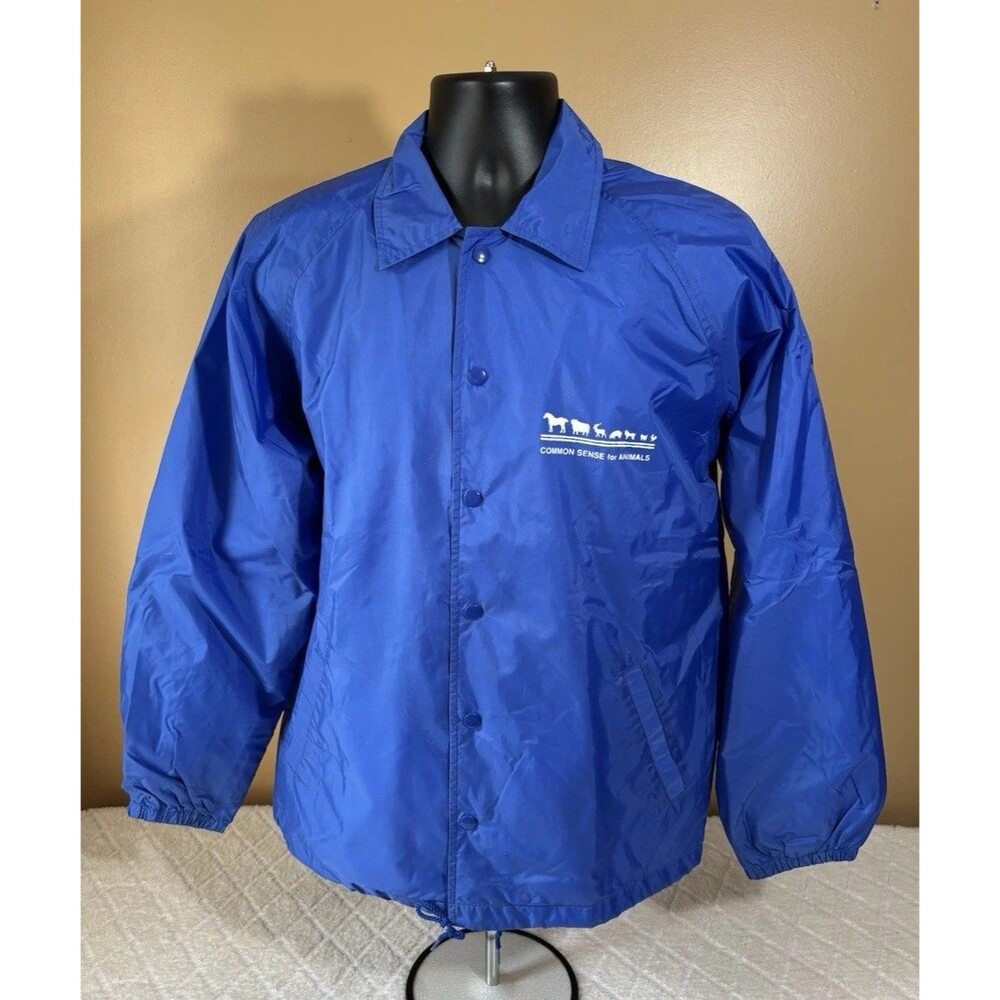 Vintage 90s Cardinal Common Sense For Animals Snap On Windbreaker Jacket Size M